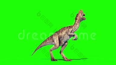 恐龙攻击绿屏侏罗纪世界三维渲染动画